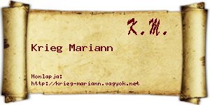 Krieg Mariann névjegykártya